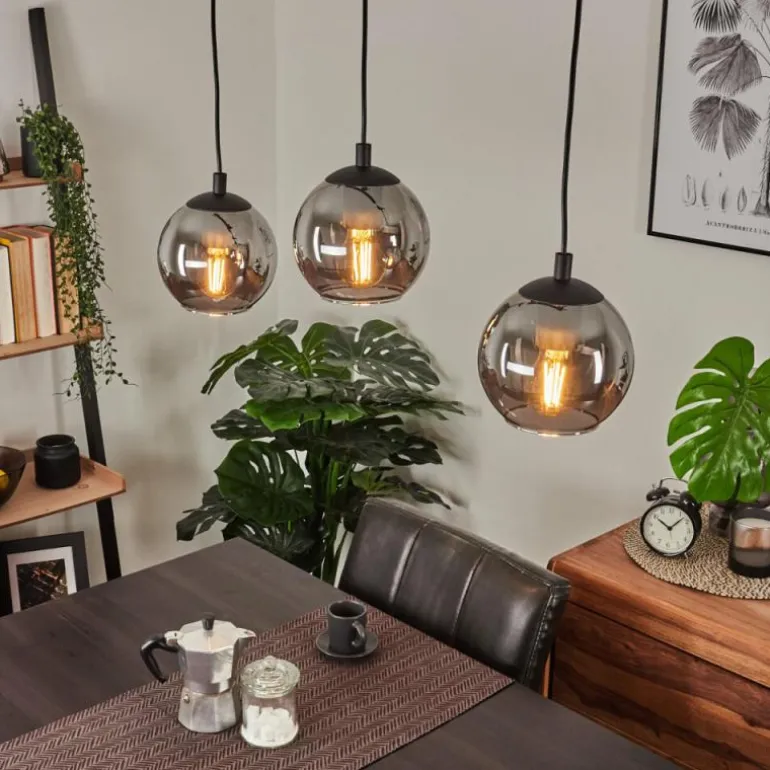 Suspension Sernf Noir, 3 lumières