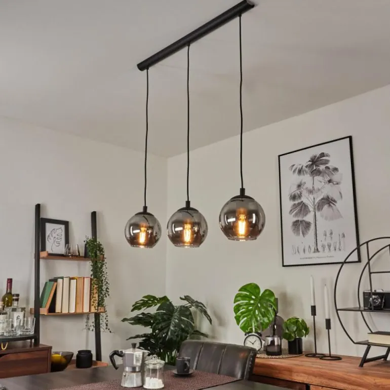 Suspension Sernf Noir, 3 lumières