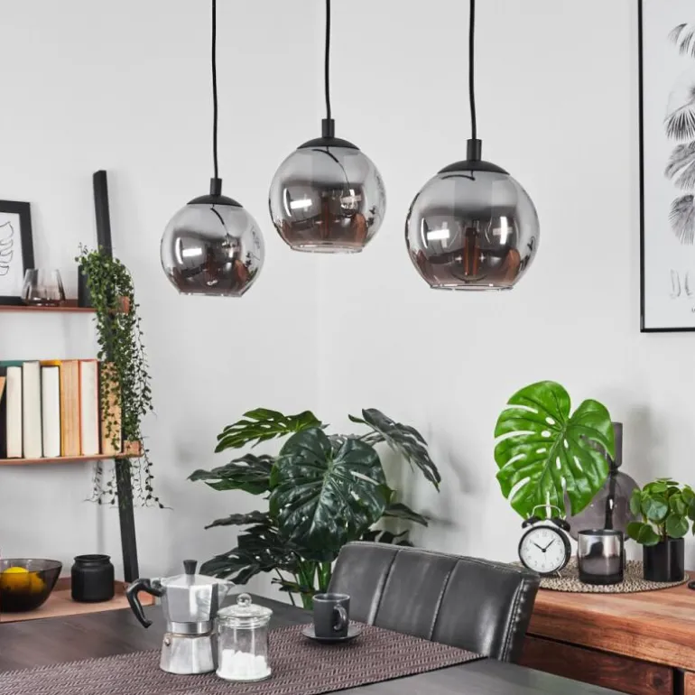 Suspension Sernf Noir, 3 lumières