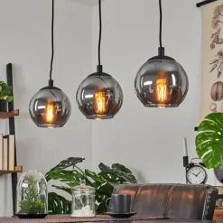 Suspension Sernf Noir, 3 lumières