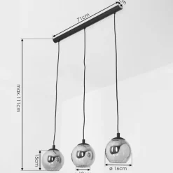 Suspension Sernf Noir, 3 lumières