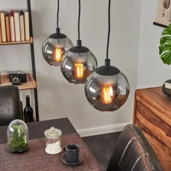 Suspension Sernf Noir, 3 lumières