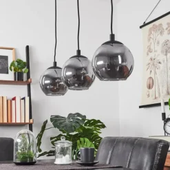 Suspension Sernf Noir, 3 lumières