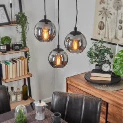 Suspension Sernf Noir, 3 lumières