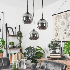 Suspension Sernf Noir, 3 lumières