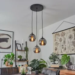 Suspension Sernf Noir, 3 lumières