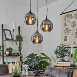 Suspension Sernf Noir, 3 lumières