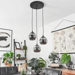 Suspension Sernf Noir, 3 lumières