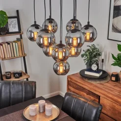 Suspension Sernf Noir, 10 lumières