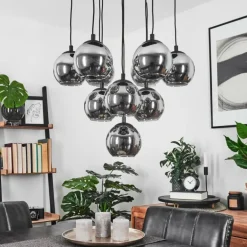 Suspension Sernf Noir, 10 lumières