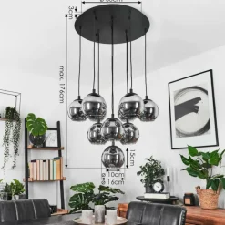 Suspension Sernf Noir, 10 lumières