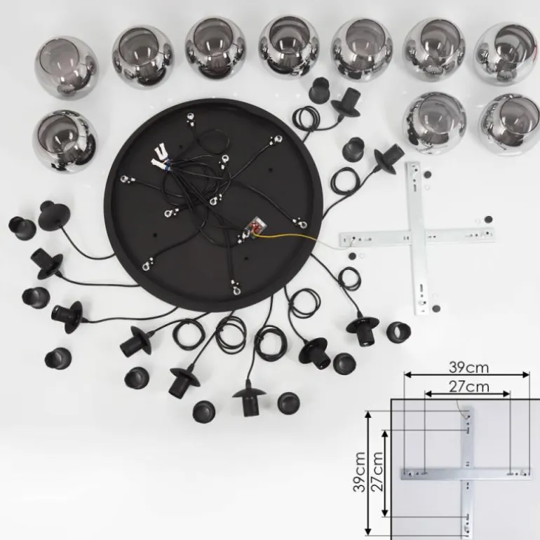 Suspension Sernf Noir, 10 lumières