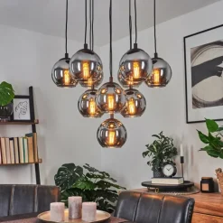 Suspension Sernf Noir, 10 lumières