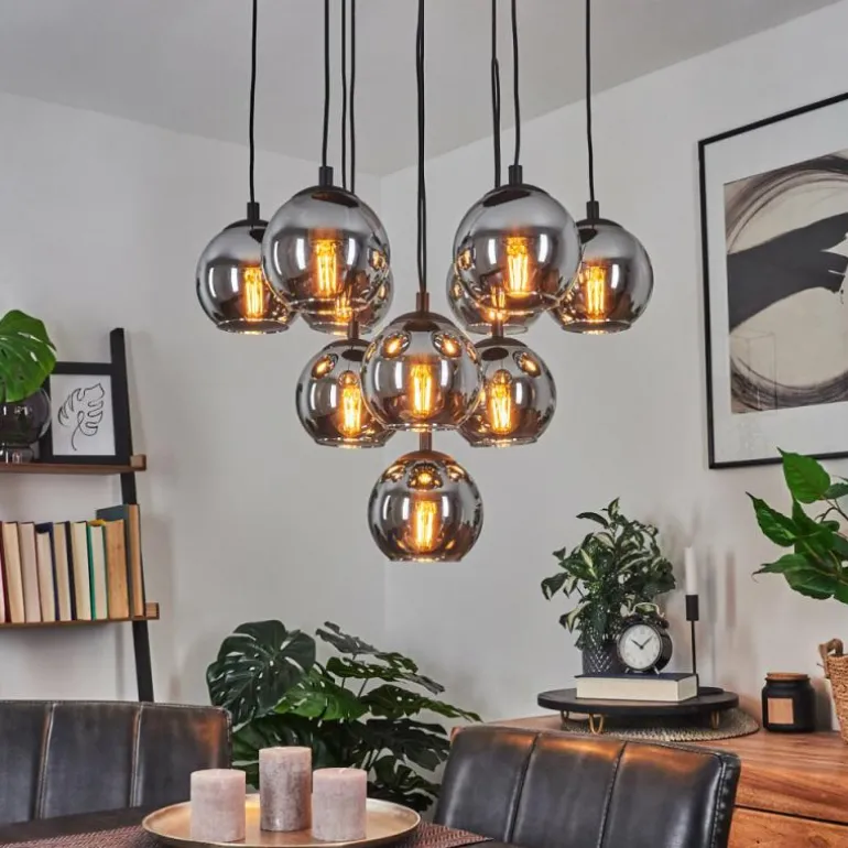 Suspension Sernf Noir, 10 lumières