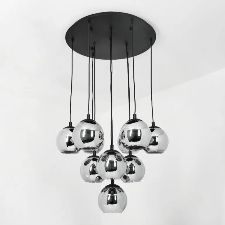 Suspension Sernf Noir, 10 lumières