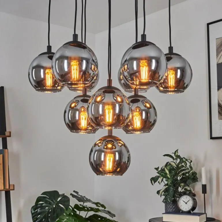 Suspension Sernf Noir, 10 lumières