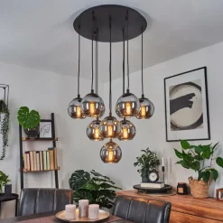 Suspension Sernf Noir, 10 lumières