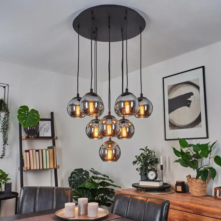 Suspension Sernf Noir, 10 lumières