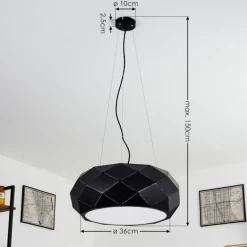 Suspension Shouver Noir, 3 lumières