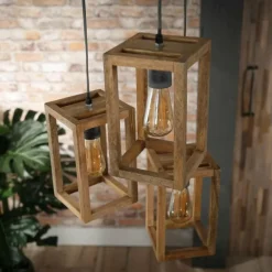 Suspension Siddeburen Bois foncé, 3 lumières