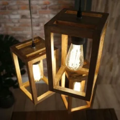 Suspension Siddeburen Bois foncé, 3 lumières