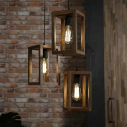 Suspension Siddeburen Bois foncé, 3 lumières