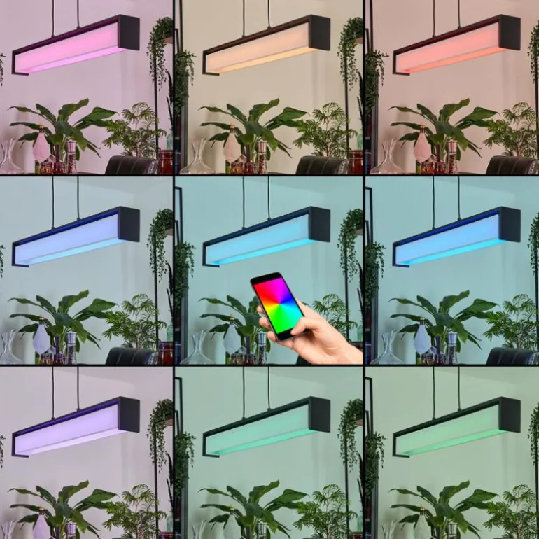 Suspension Siders LED Noir, 1 lumière, Changeur de couleurs