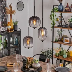 Suspension Skiatook Noir, 3 lumières