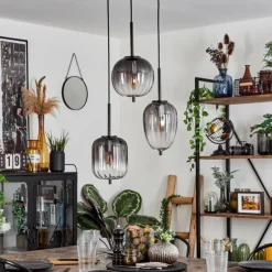 Suspension Skiatook Noir, 3 lumières