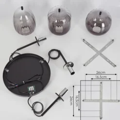 Suspension Skiatook Noir, 3 lumières