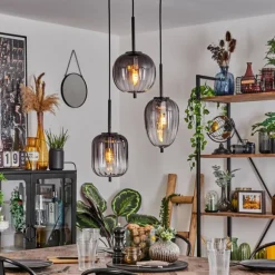 Suspension Skiatook Noir, 3 lumières