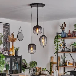 Suspension Skiatook Noir, 3 lumières