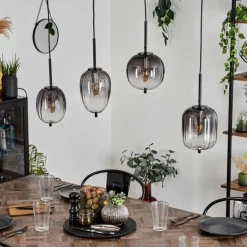 Suspension Skiatook Noir, 4 lumières