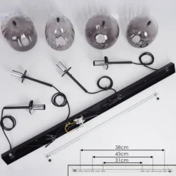 Suspension Skiatook Noir, 4 lumières