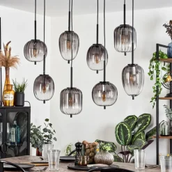 Suspension Skiatook Noir, 8 lumières