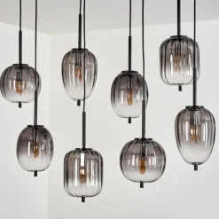 Suspension Skiatook Noir, 8 lumières