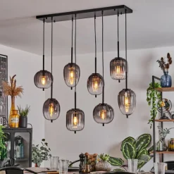 Suspension Skiatook Noir, 8 lumières