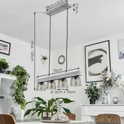 Suspension Skovde Argenté, 4 lumières