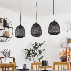 Suspension Solera Noir, 3 lumières