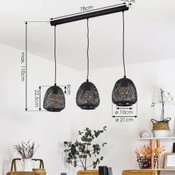 Suspension Solera Noir, 3 lumières