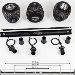 Suspension Solera Noir, 3 lumières