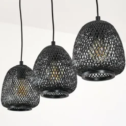 Suspension Solera Noir, 3 lumières