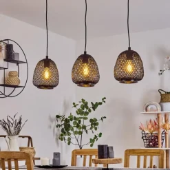 Suspension Solera Noir, 3 lumières