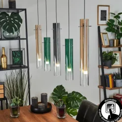 Suspension Souffort LED Chrome, 5 lumières