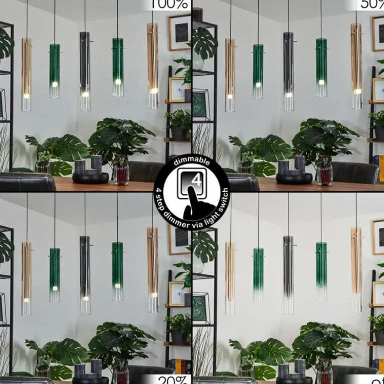 Suspension Souffort LED Chrome, 5 lumières