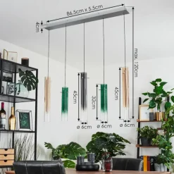 Suspension Souffort LED Chrome, 5 lumières