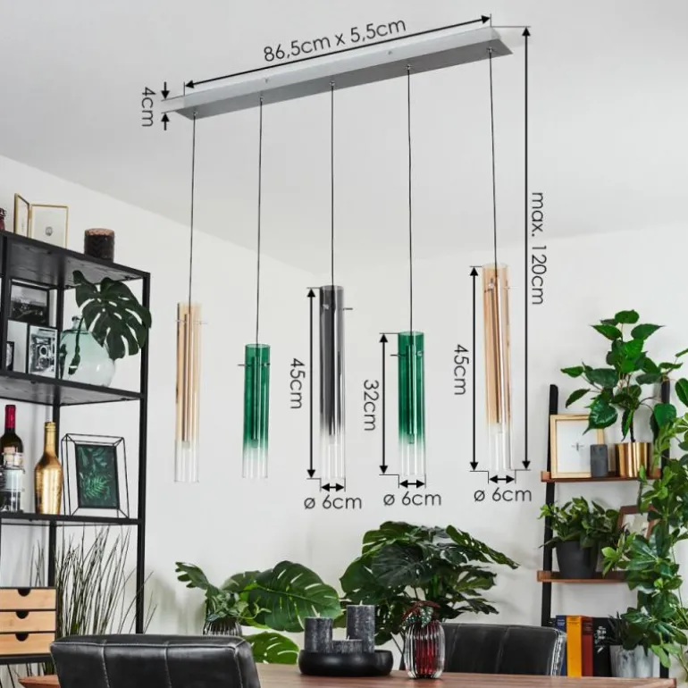 Suspension Souffort LED Chrome, 5 lumières