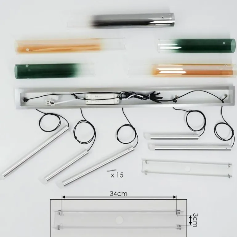 Suspension Souffort LED Chrome, 5 lumières