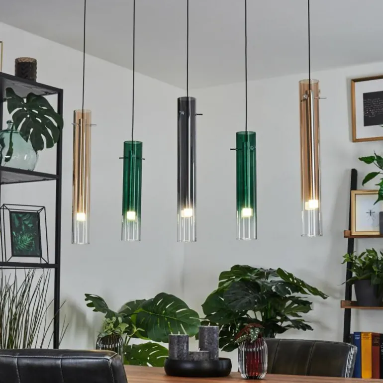 Suspension Souffort LED Chrome, 5 lumières