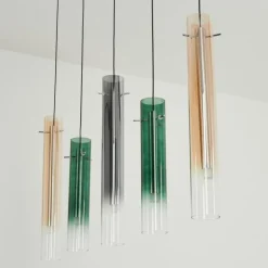 Suspension Souffort LED Chrome, 5 lumières